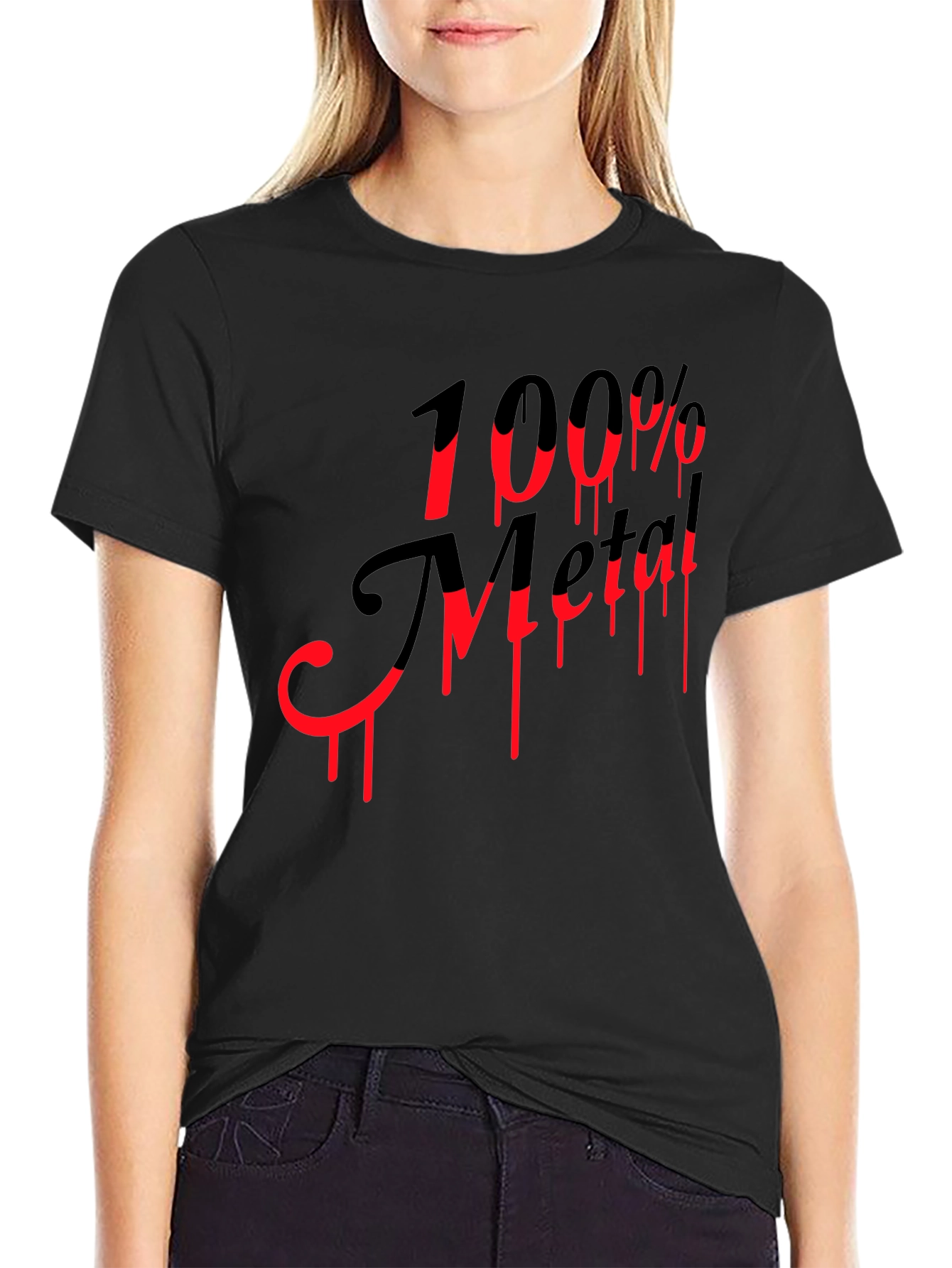 100% Metal Black Graphic T-Shirt - Rock On!