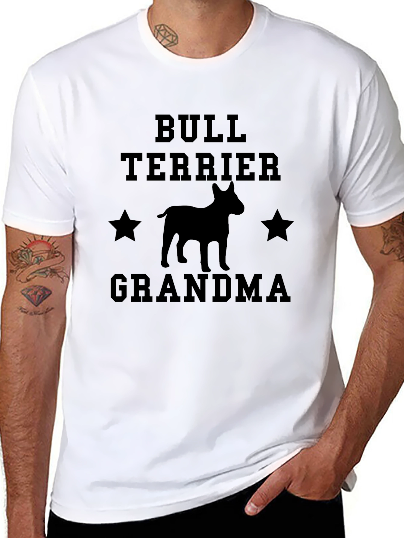 Bull Terrier Grandma Black T-Shirt