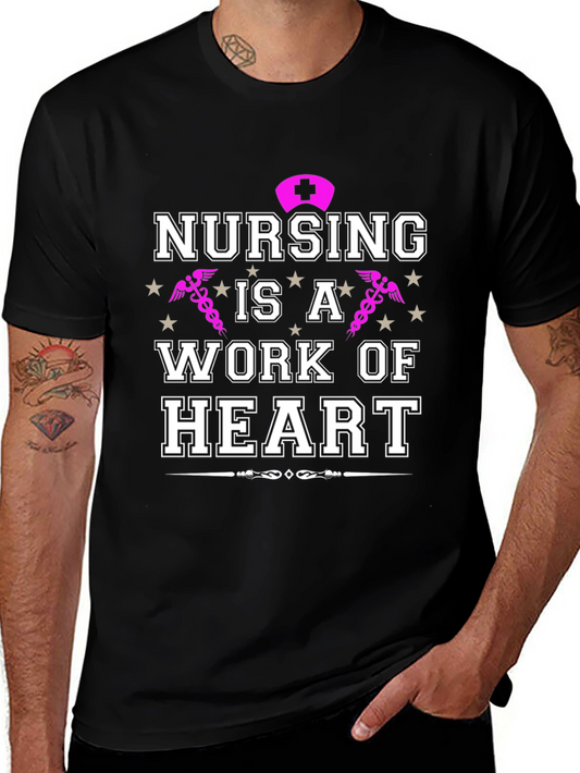 Nursing Is A Work Of Heart Graphic T-Shirt