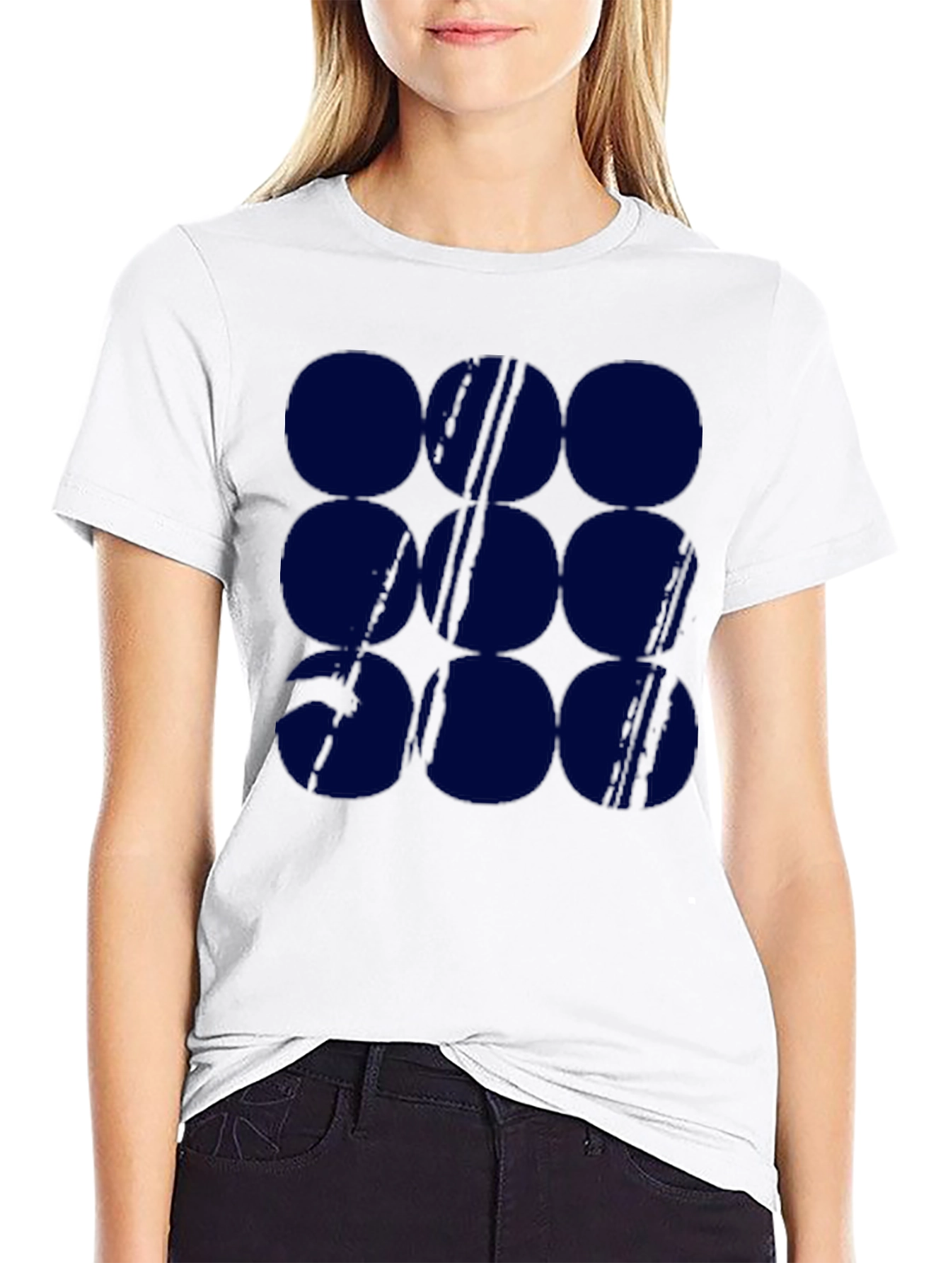 Graphic Print Tee - Navy Circles Pattern