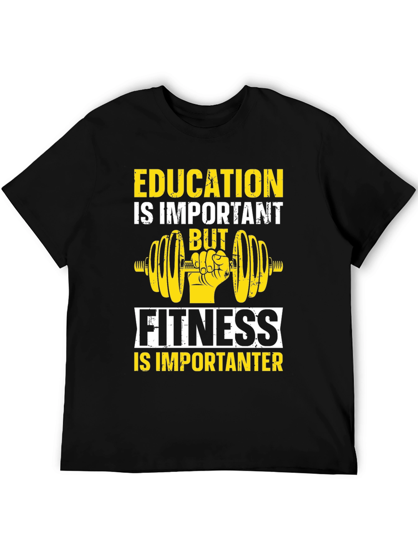 Education vs Fitness Graphic T-Shirt