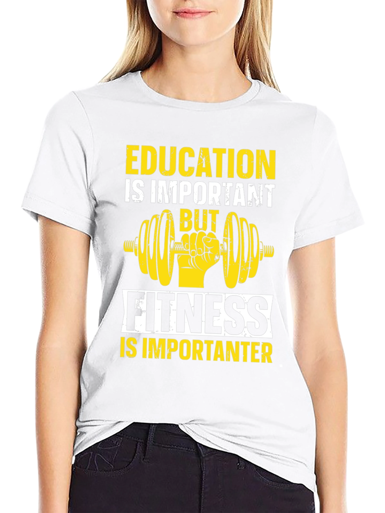 Education vs Fitness Graphic T-Shirt