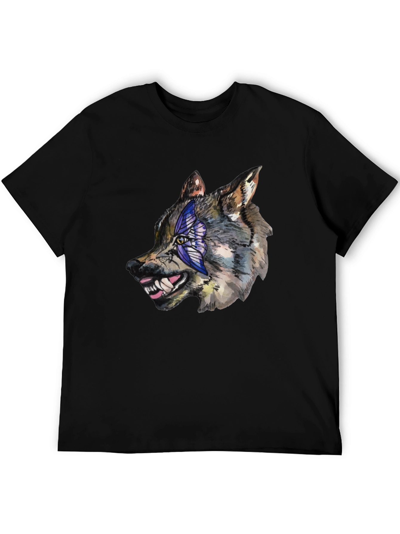 Wolf Graphic Tee - Mens Black Cotton T-Shirt