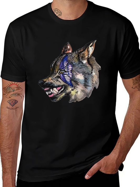 Wolf Graphic Tee - Mens Black Cotton T-Shirt
