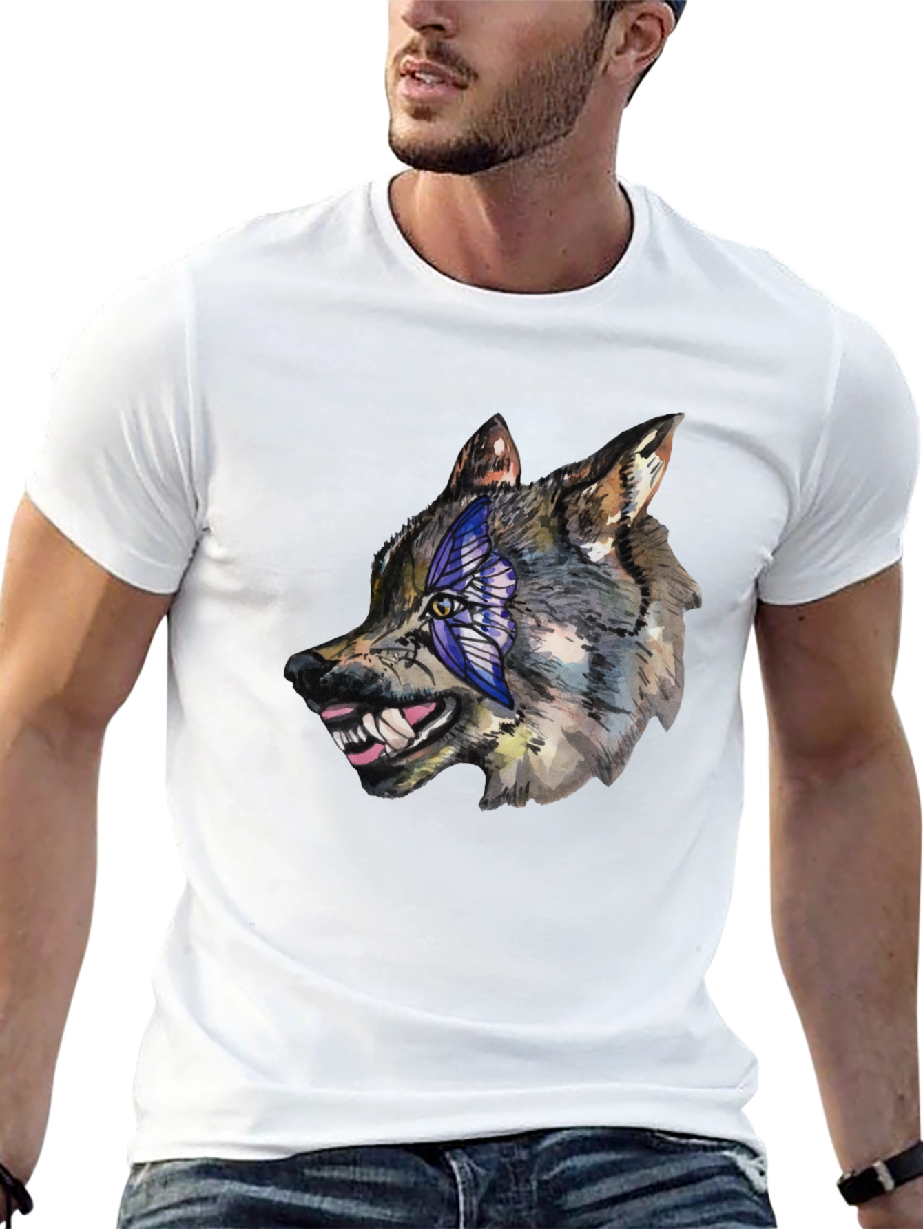 Wolf Graphic Tee - Mens Black Cotton T-Shirt