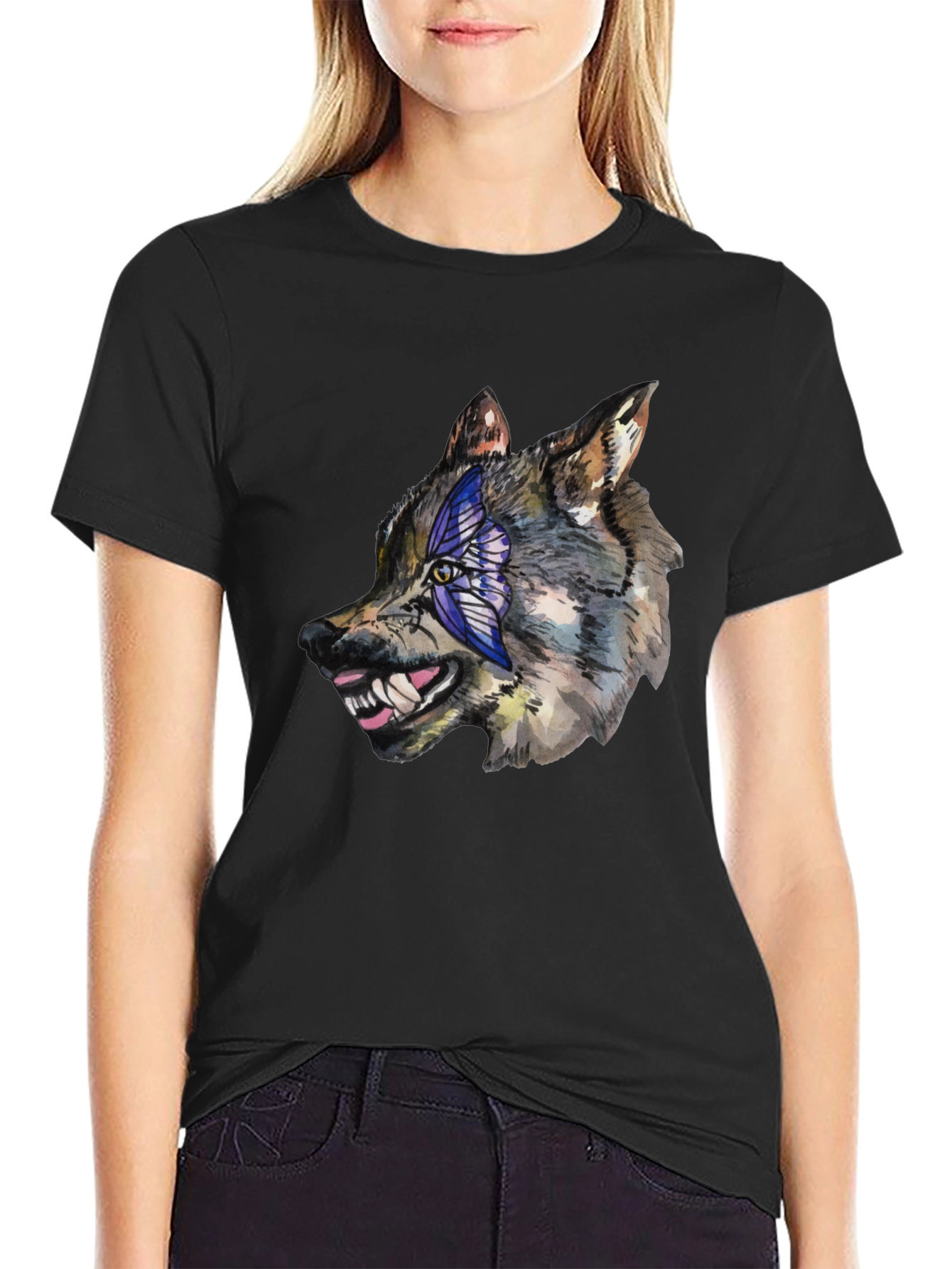 Wolf Graphic Tee - Mens Black Cotton T-Shirt