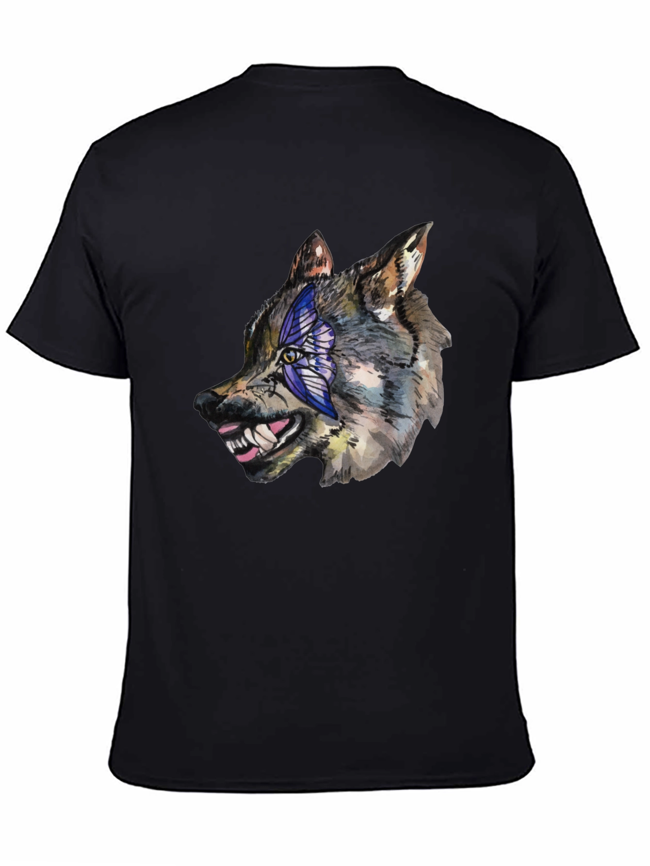 Wolf Graphic Tee - Mens Black Cotton T-Shirt