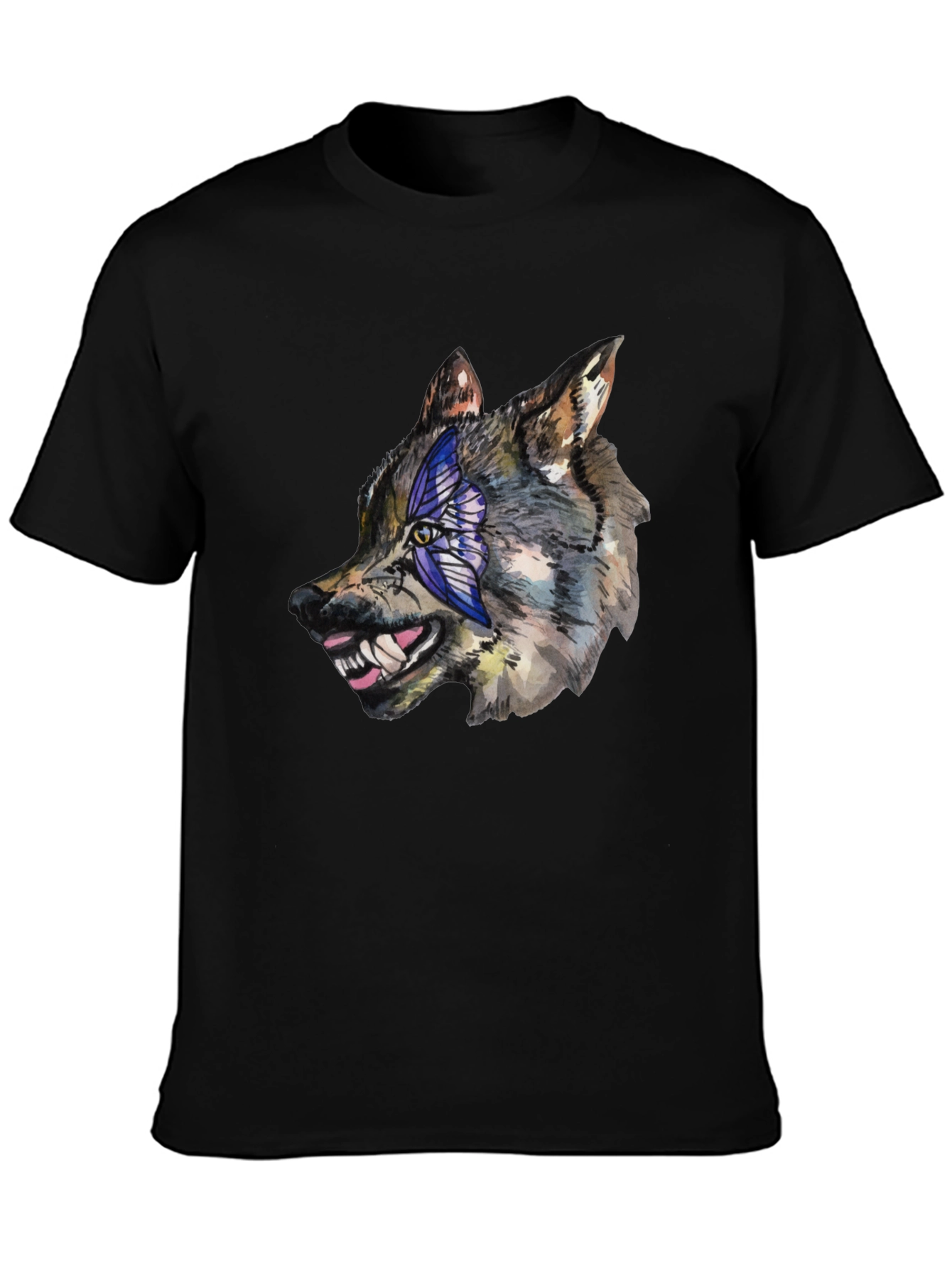 Wolf Graphic Tee - Mens Black Cotton T-Shirt