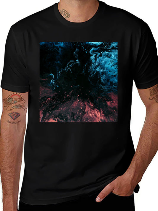 Abstract Nebula Graphic Black T-Shirt
