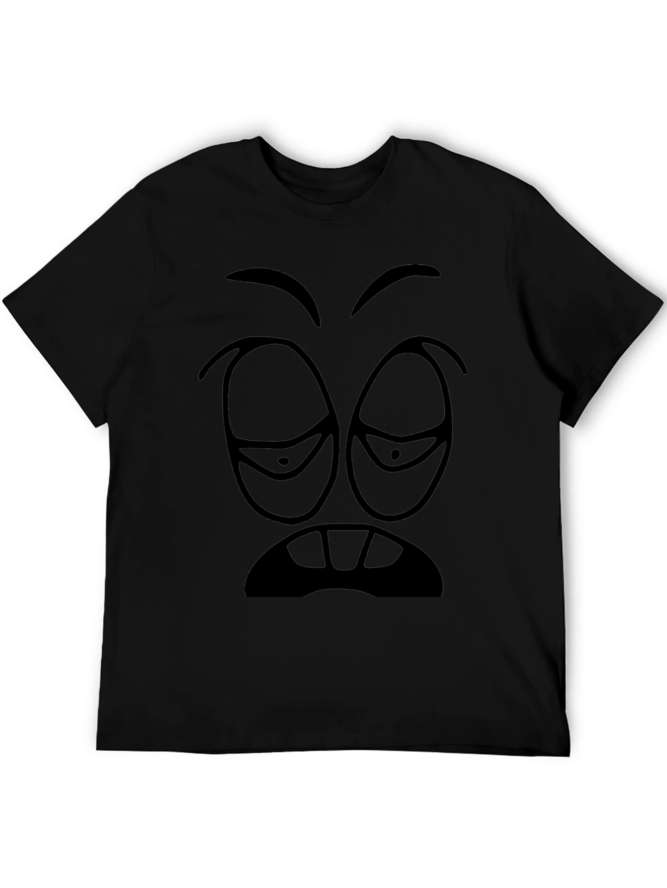 Drowsy Face Graphic Tee - Black Cotton T-Shirt