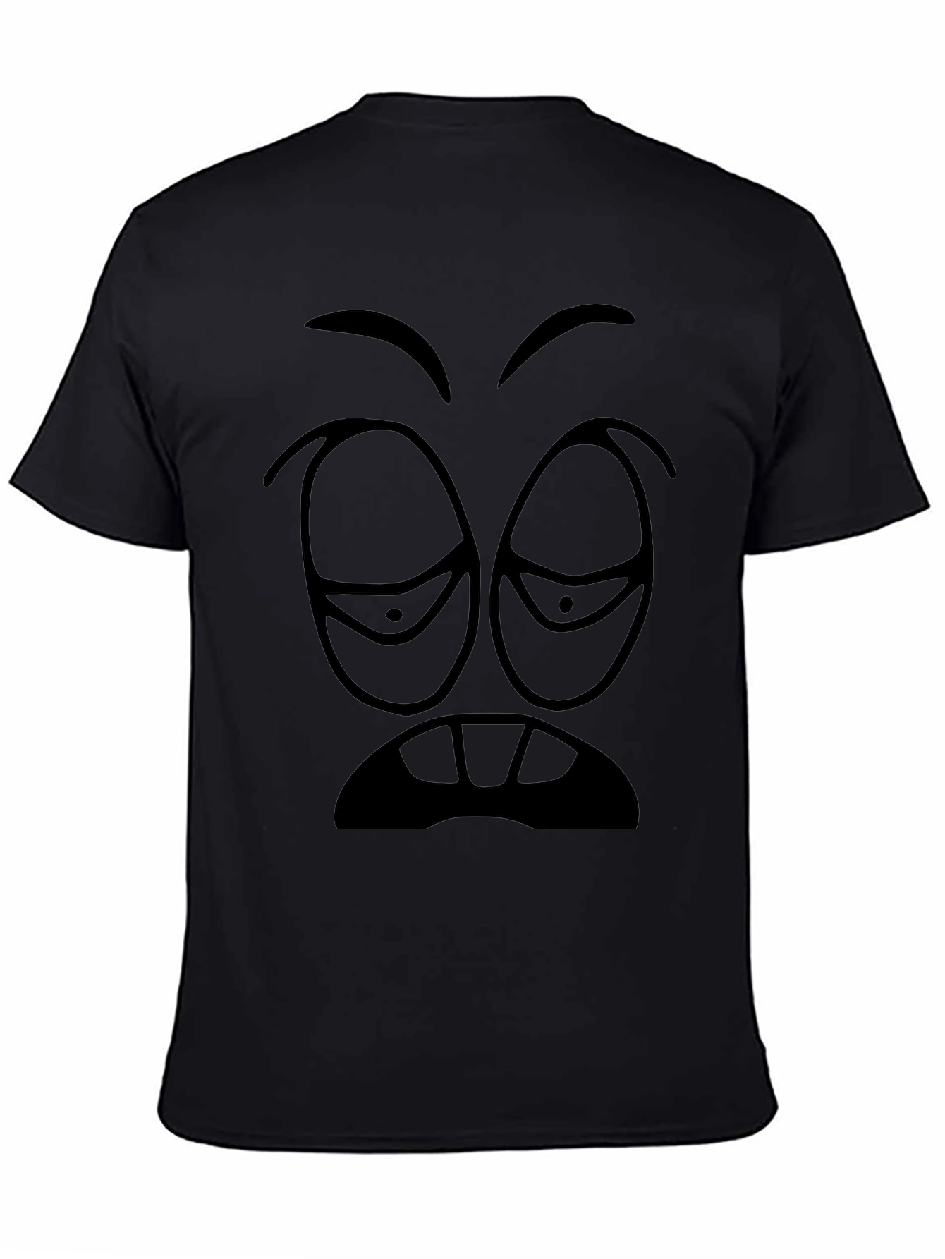Drowsy Face Graphic Tee - Black Cotton T-Shirt