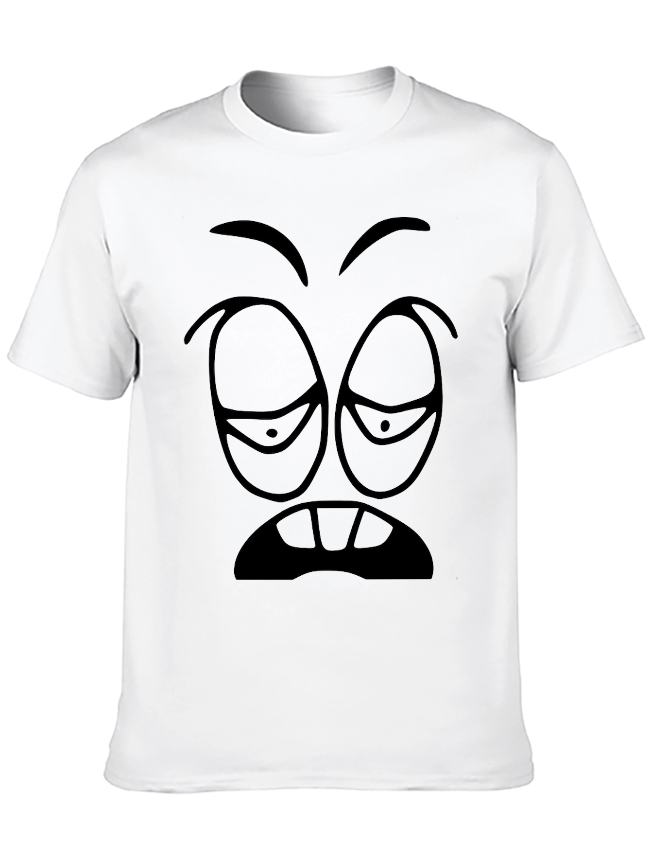 Drowsy Face Graphic Tee - Black Cotton T-Shirt