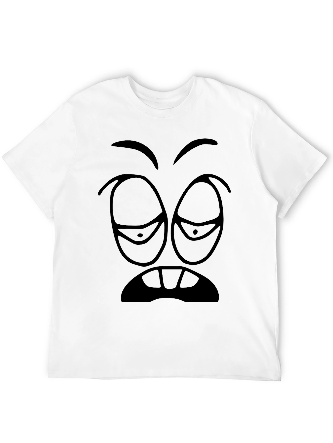 Drowsy Face Graphic Tee - Black Cotton T-Shirt