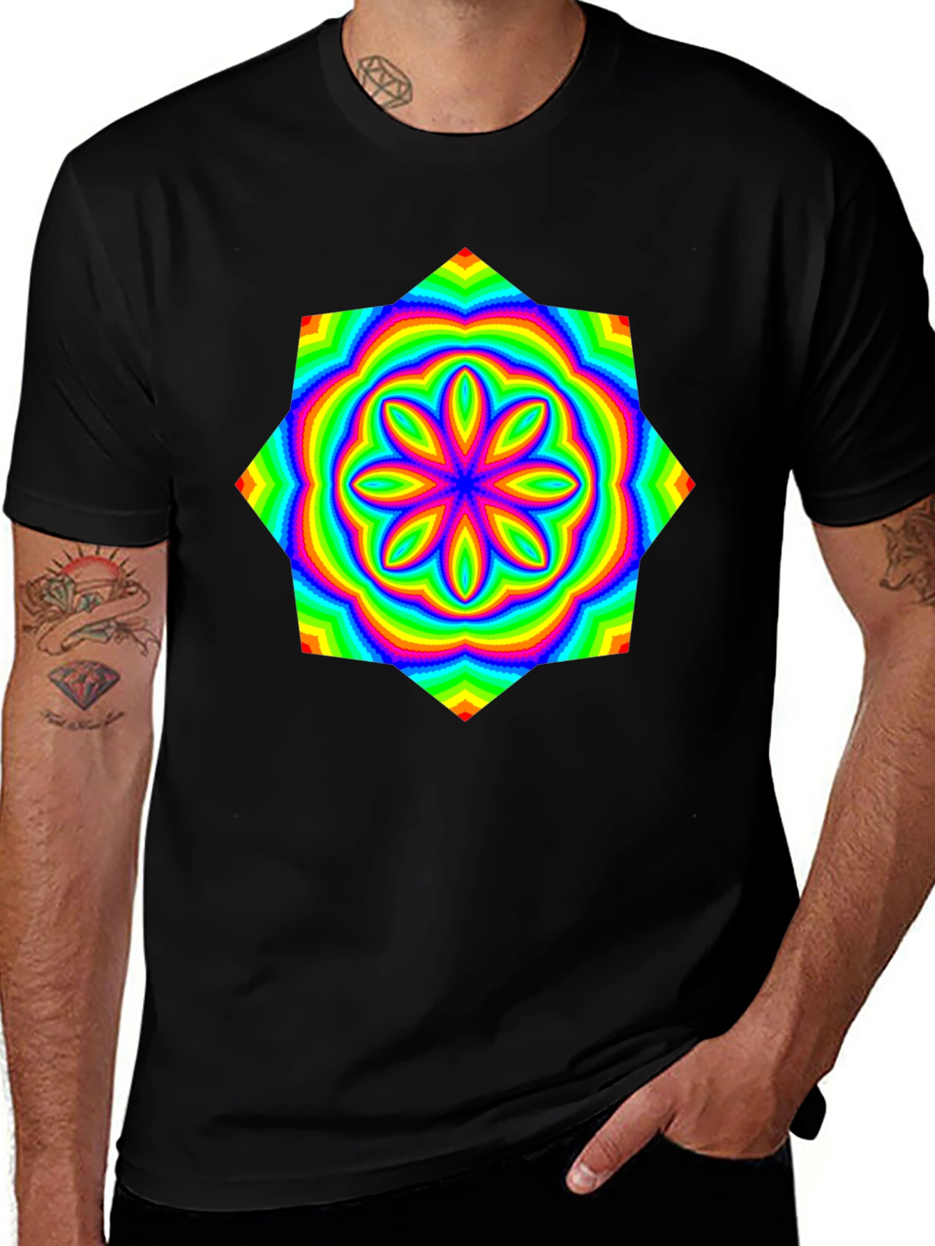 Psychedelic Rainbow Flower Graphic Tee