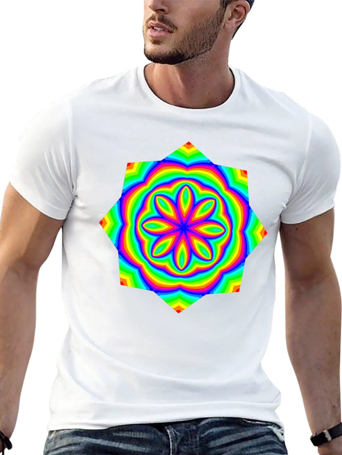 Psychedelic Rainbow Flower Graphic Tee