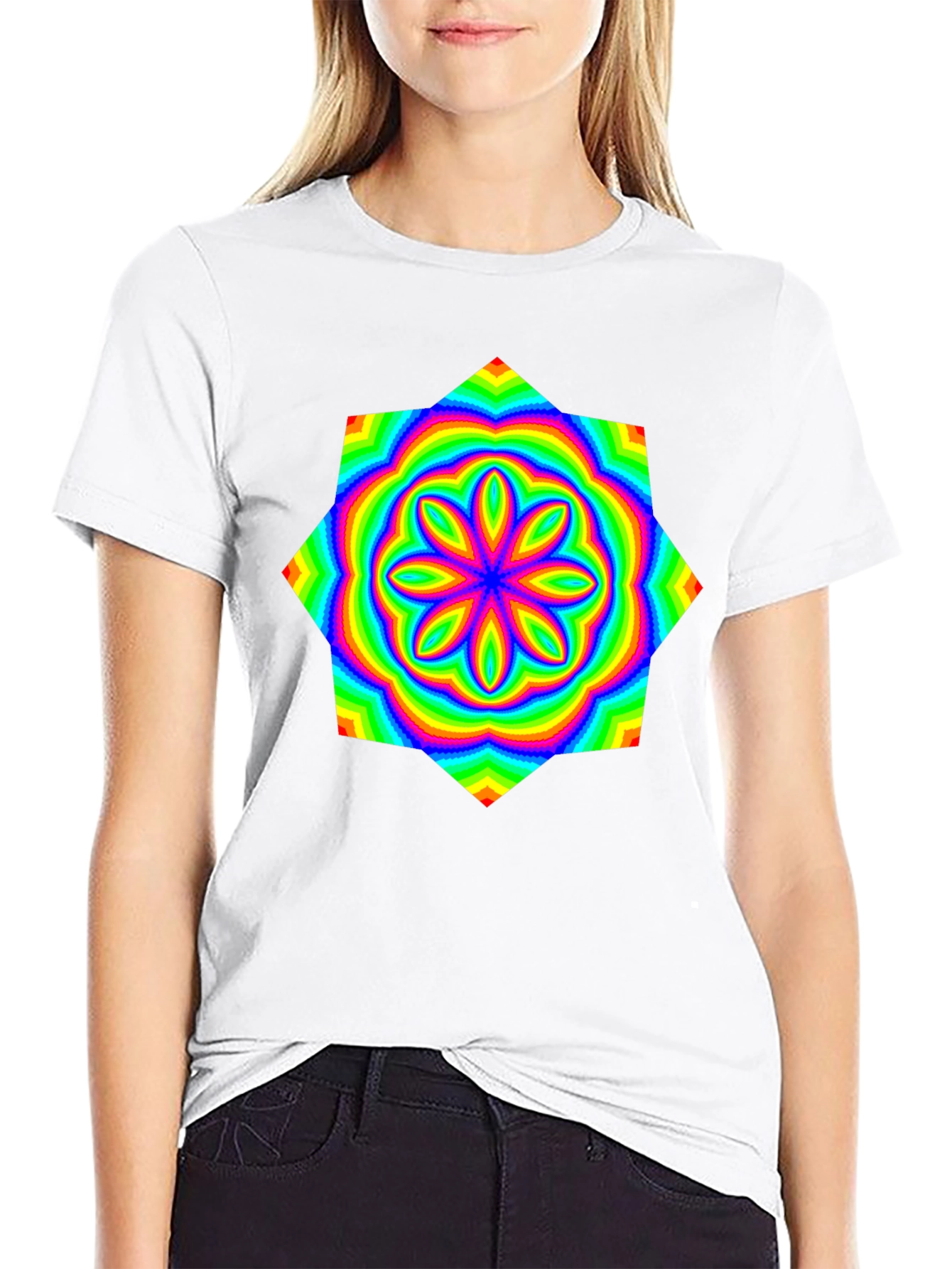 Psychedelic Rainbow Flower Graphic Tee
