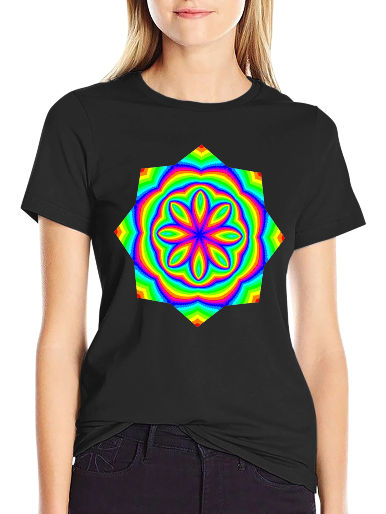 Psychedelic Rainbow Flower Graphic Tee