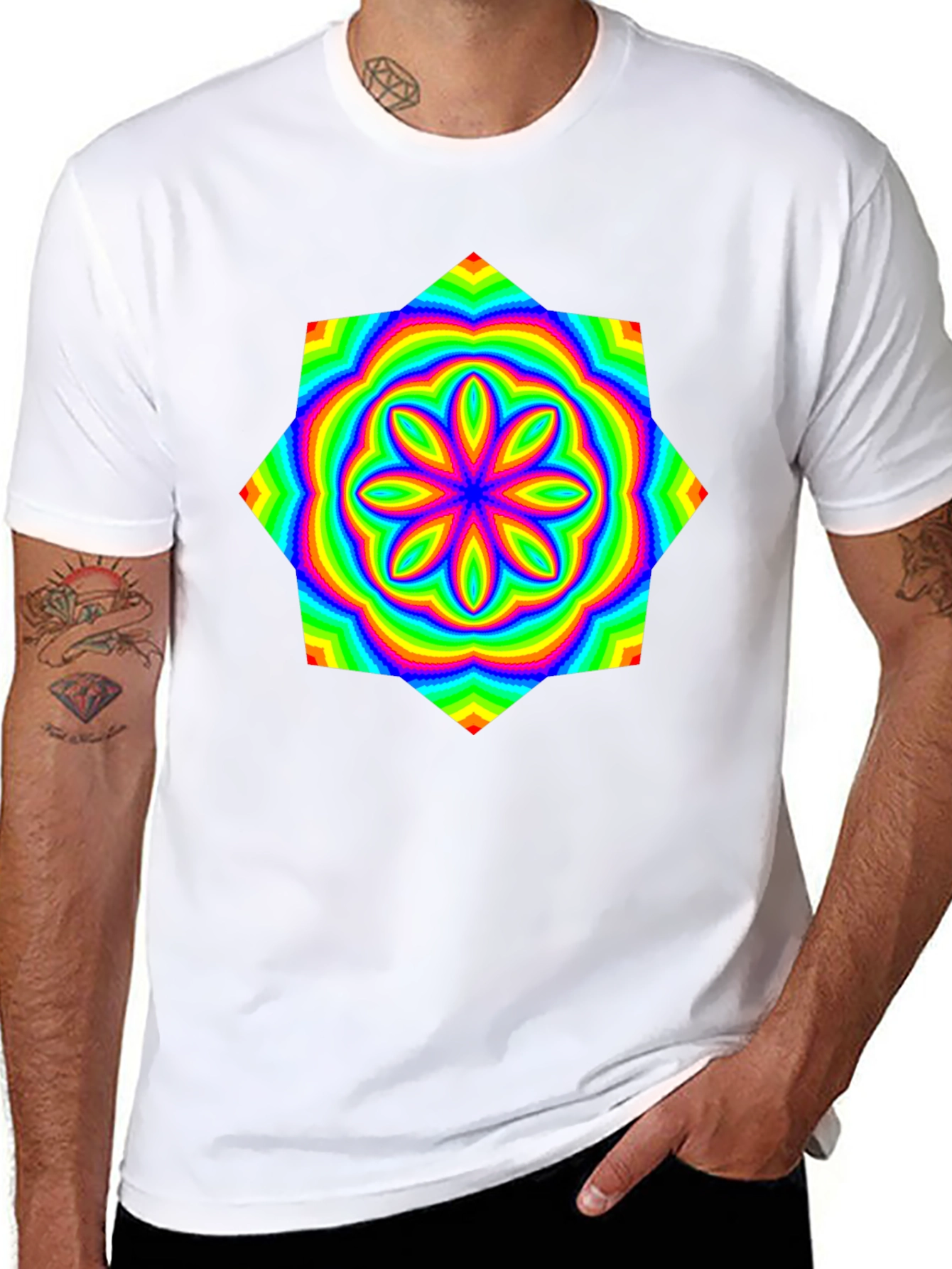 Psychedelic Rainbow Flower Graphic Tee
