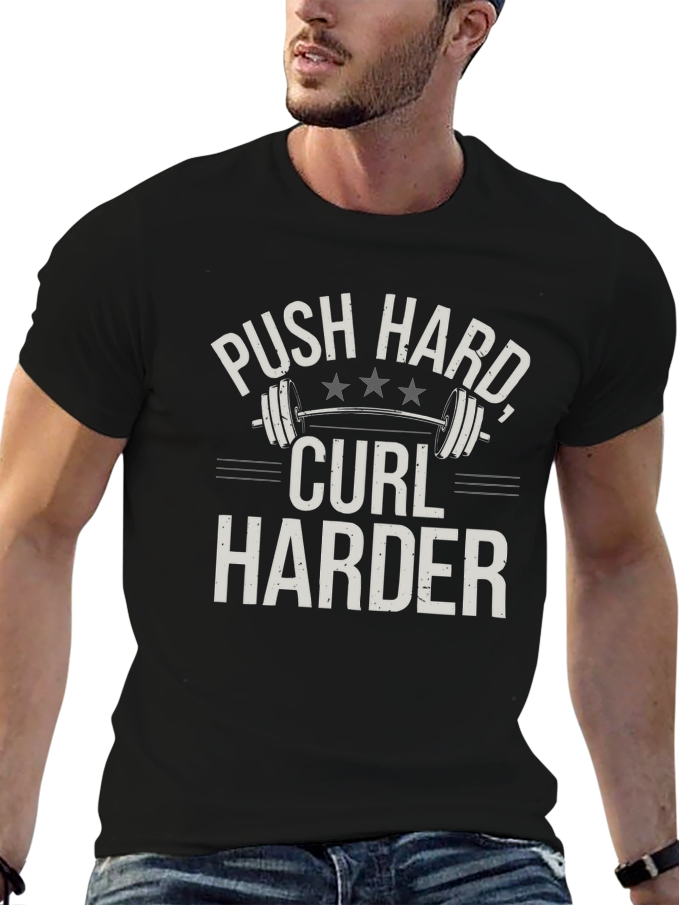 Push Hard Curl Harder Graphic T-Shirt