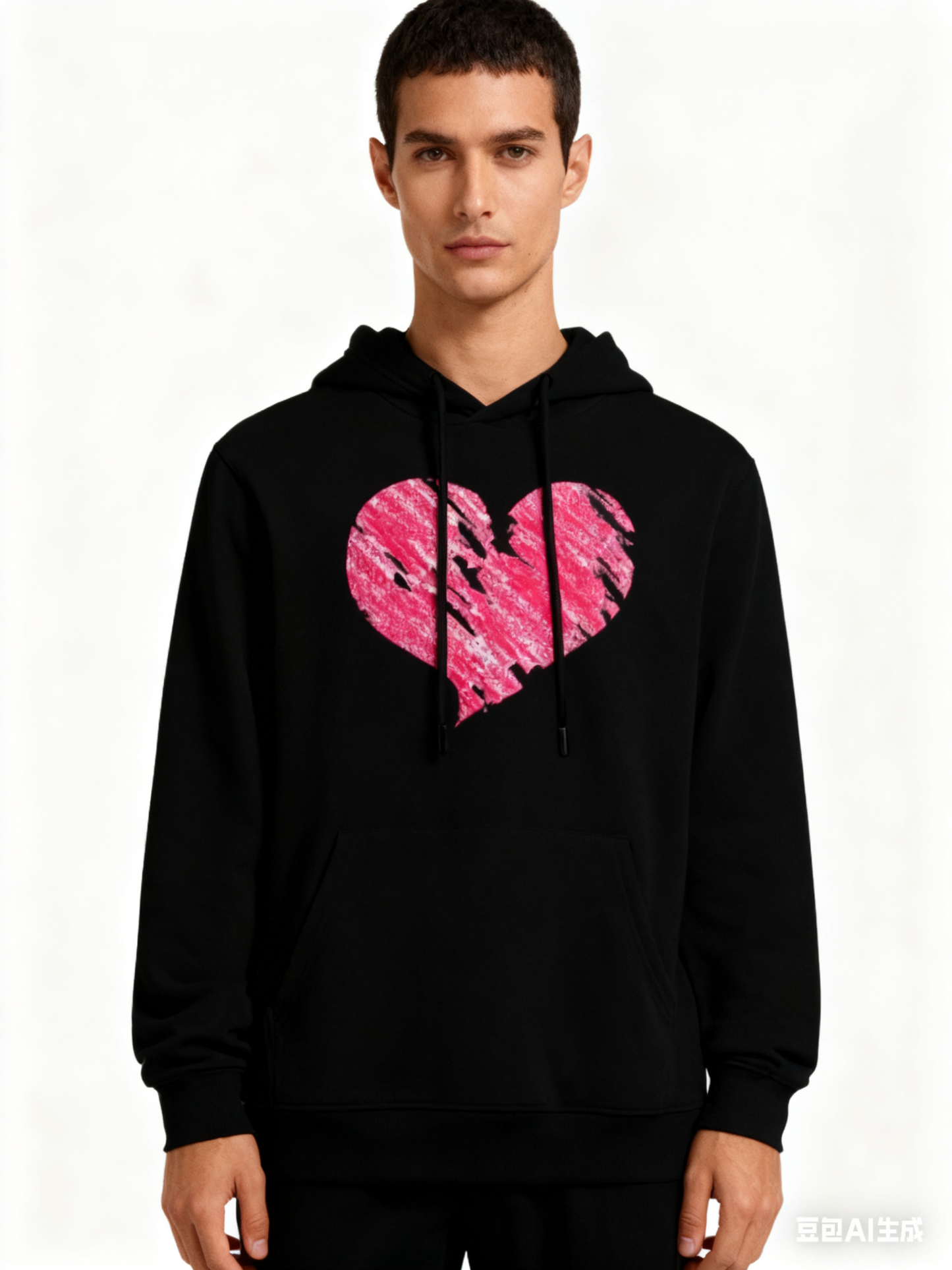 Watercolor Heart Print White T-Shirt