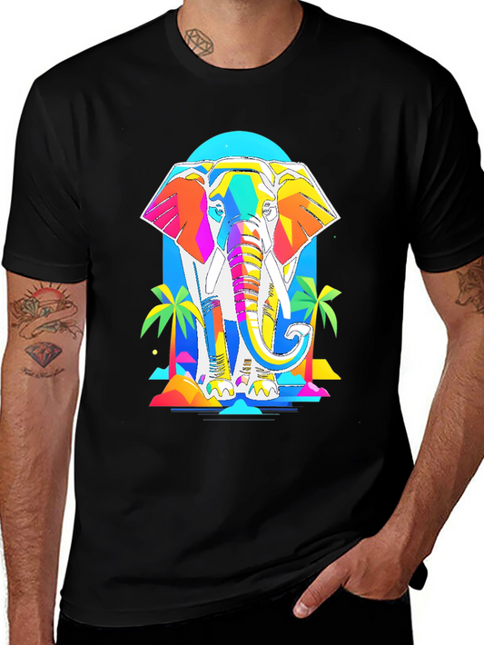 Colorful Elephant Graphic Tee - Artistic Design