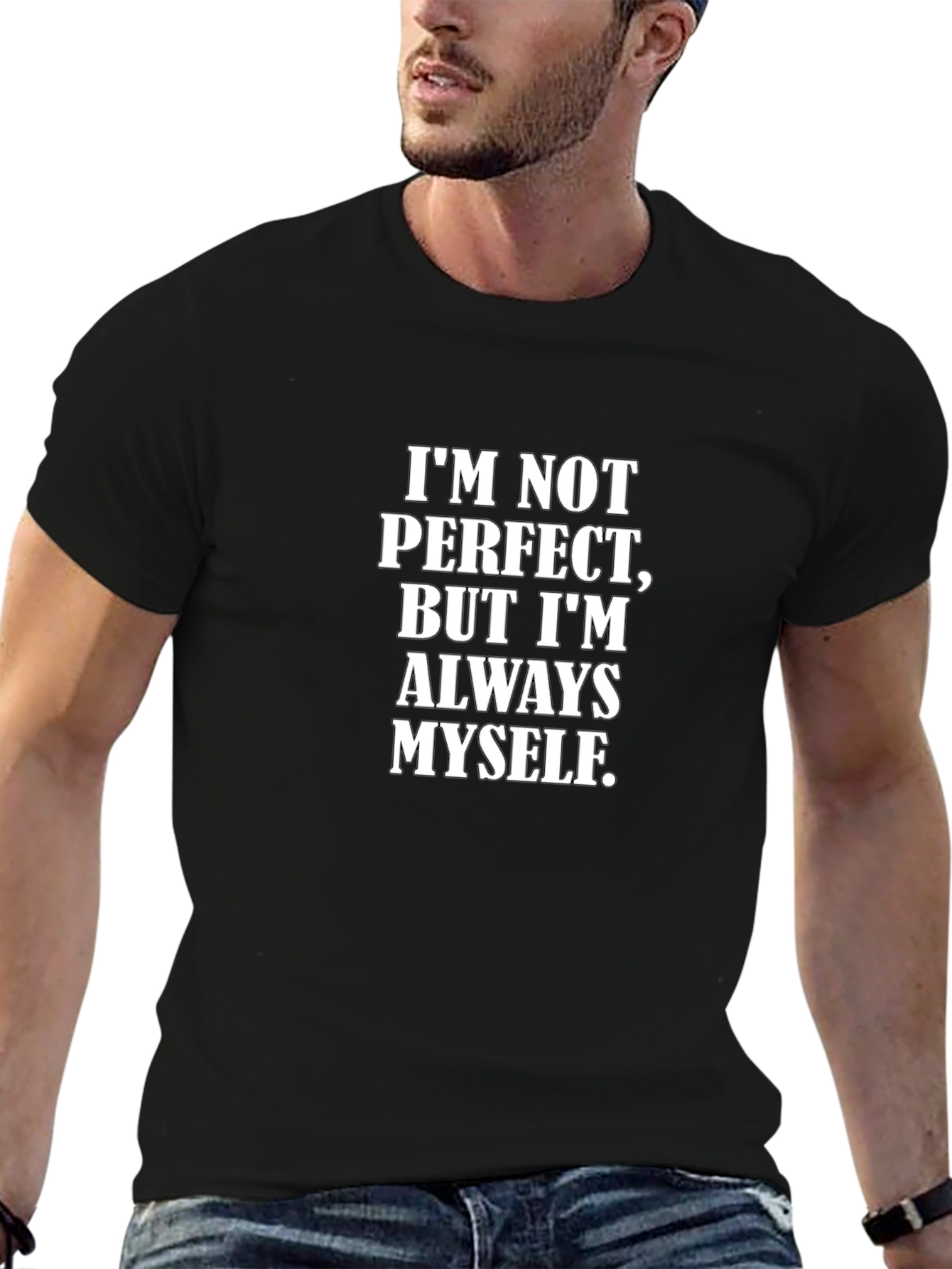 Im Not Perfect Mens Black Graphic T-Shirt