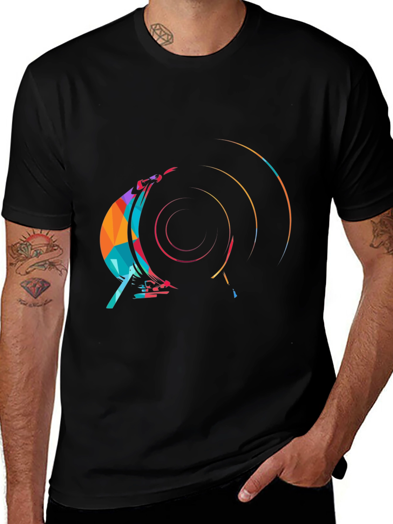Abstract Graphic Print Black T-Shirt