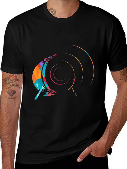 Abstract Graphic Print Black T-Shirt
