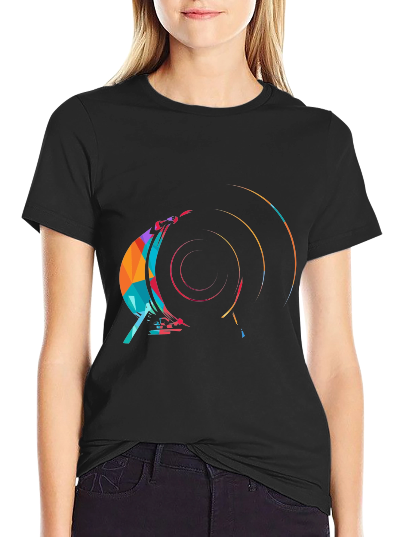 Abstract Graphic Print Black T-Shirt