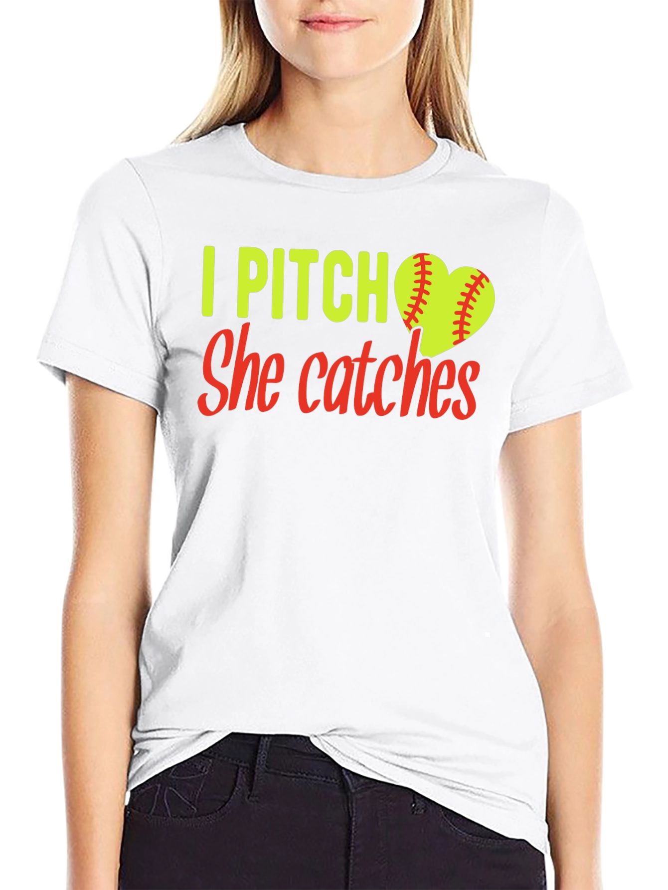 I Pitch She Catches Softball T-Shirt