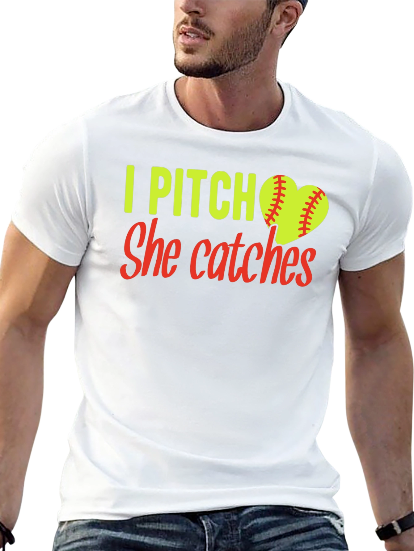 I Pitch She Catches Softball T-Shirt