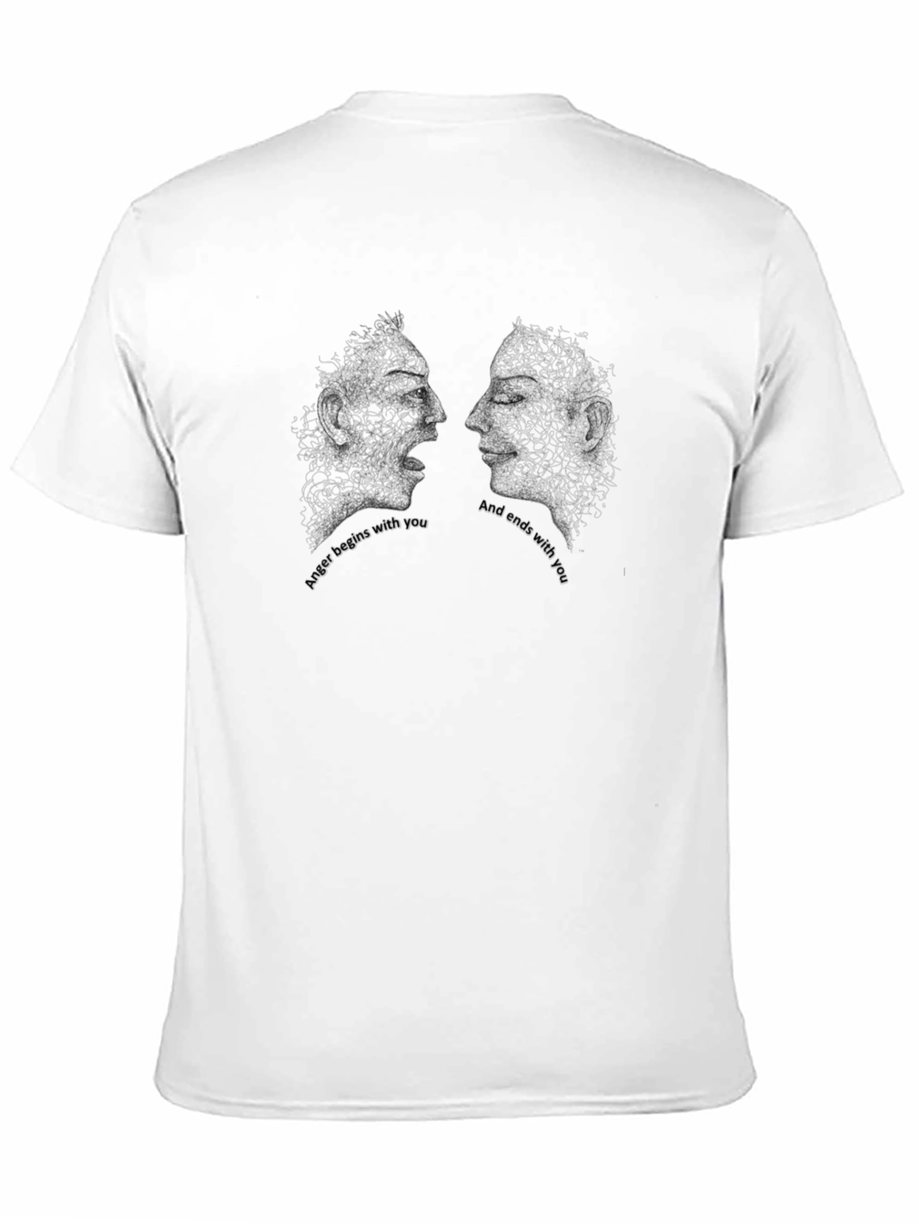 Abstract Faces Graphic Tee - Black