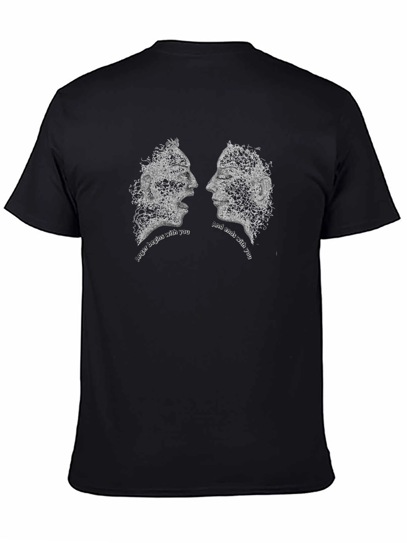 Abstract Faces Graphic Tee - Black