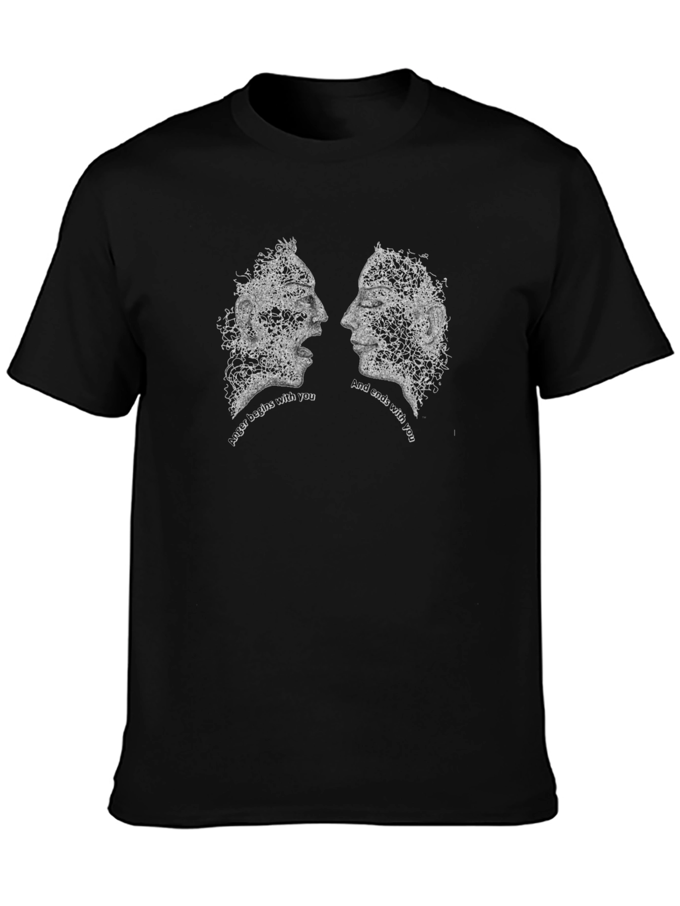 Abstract Faces Graphic Tee - Black