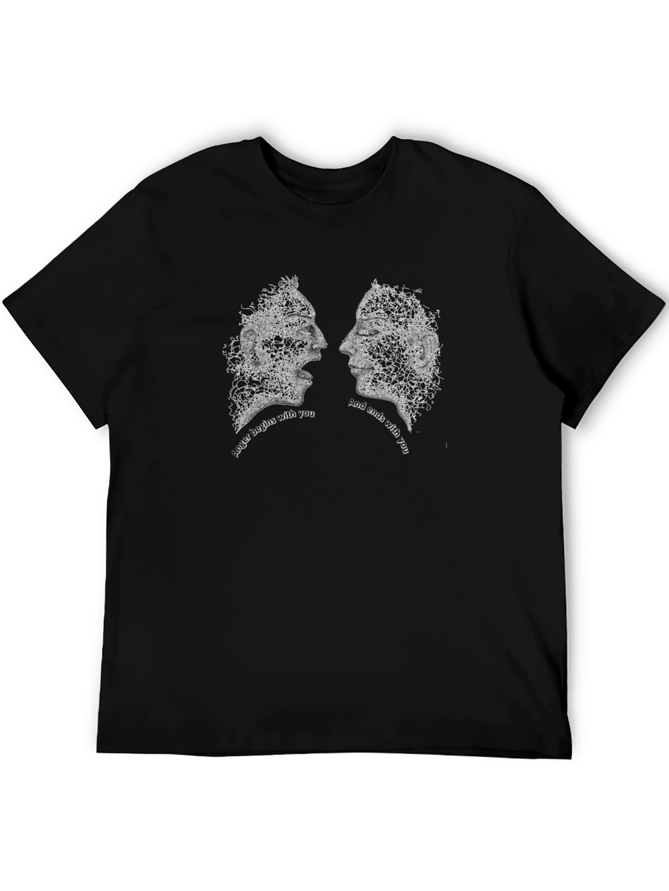 Abstract Faces Graphic Tee - Black