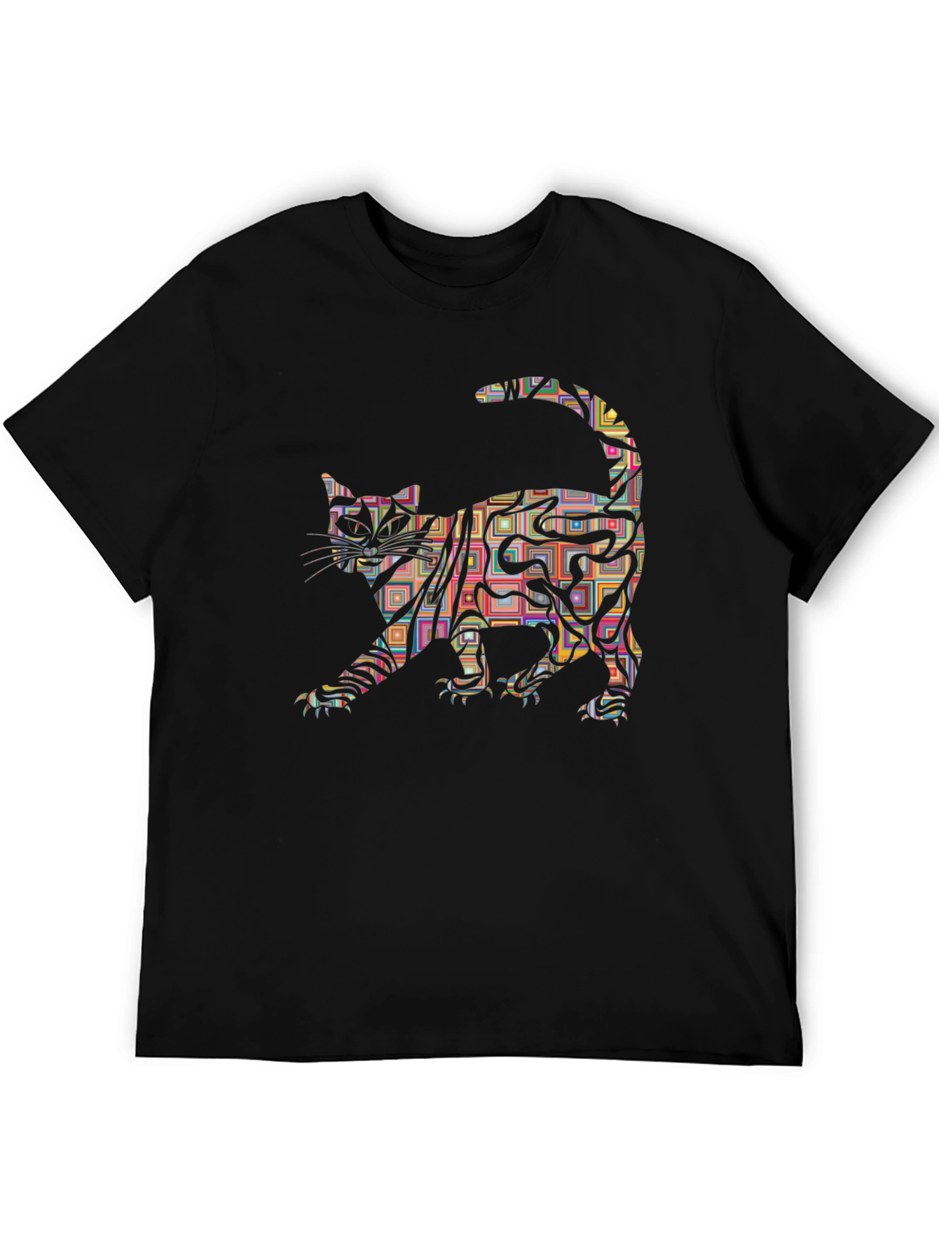 Abstract Cat Graphic Tee - Modern Mens T-Shirt