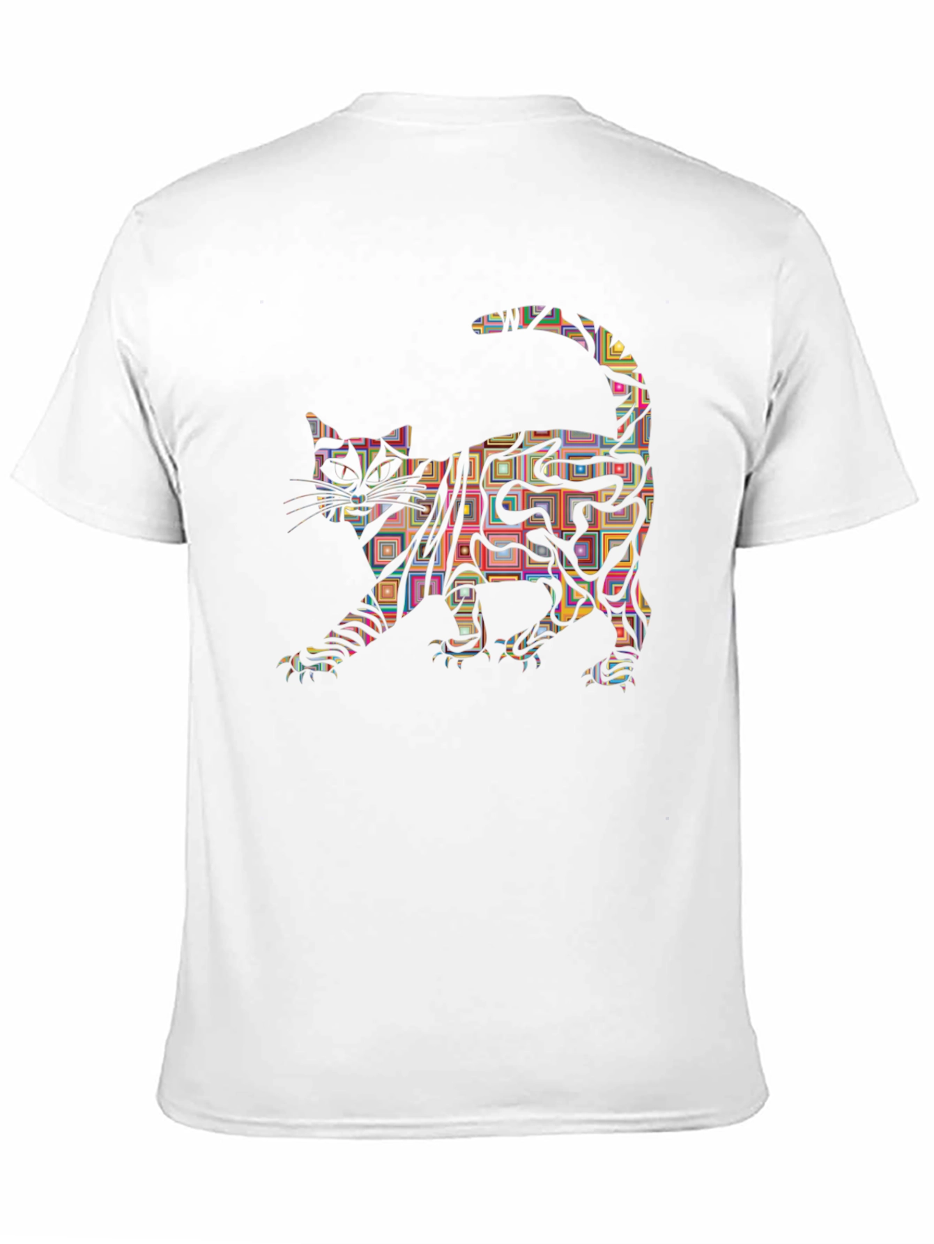 Abstract Cat Graphic Tee - Modern Mens T-Shirt