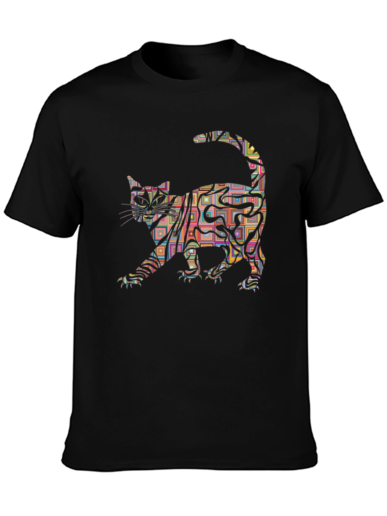 Abstract Cat Graphic Tee - Modern Mens T-Shirt