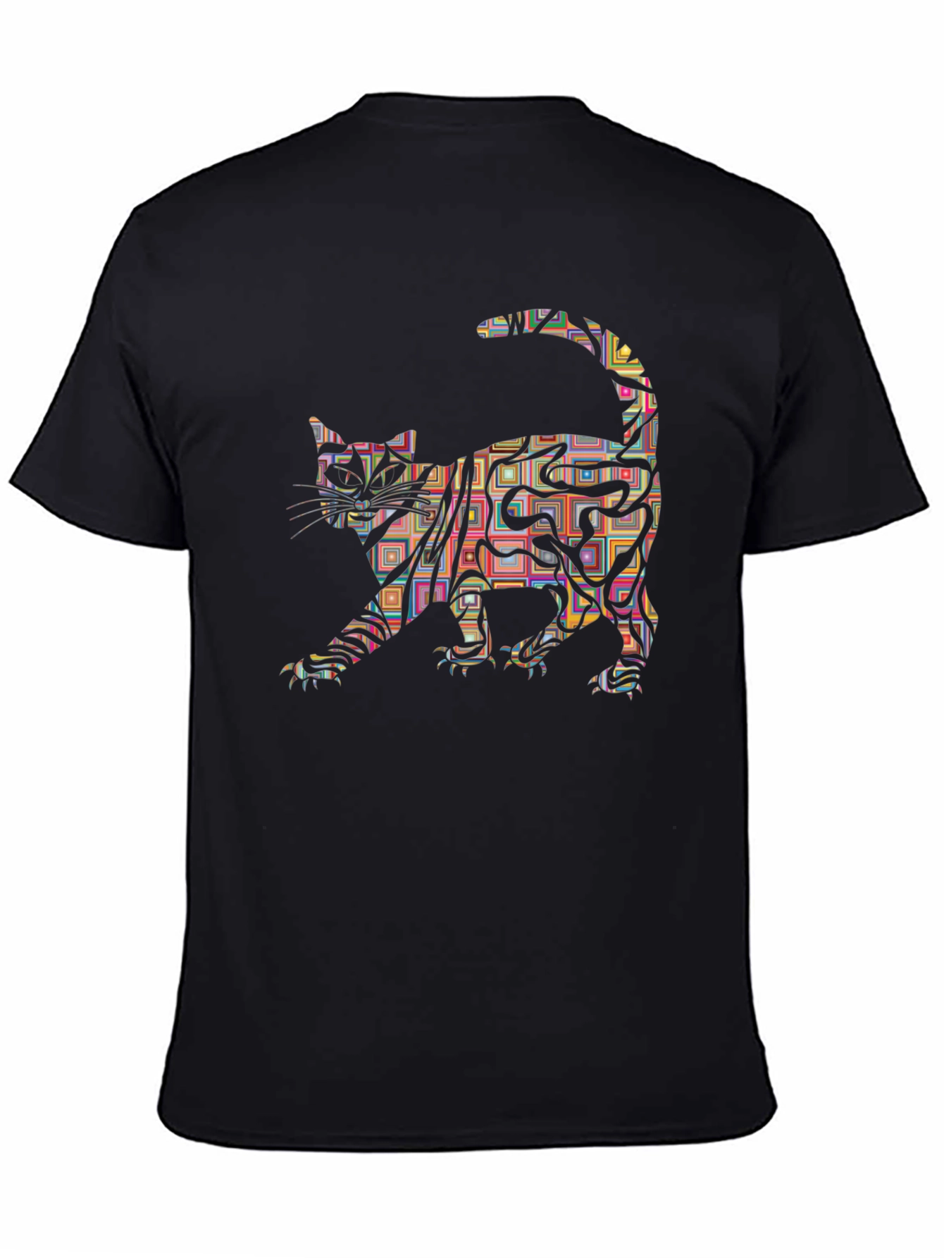 Abstract Cat Graphic Tee - Modern Mens T-Shirt