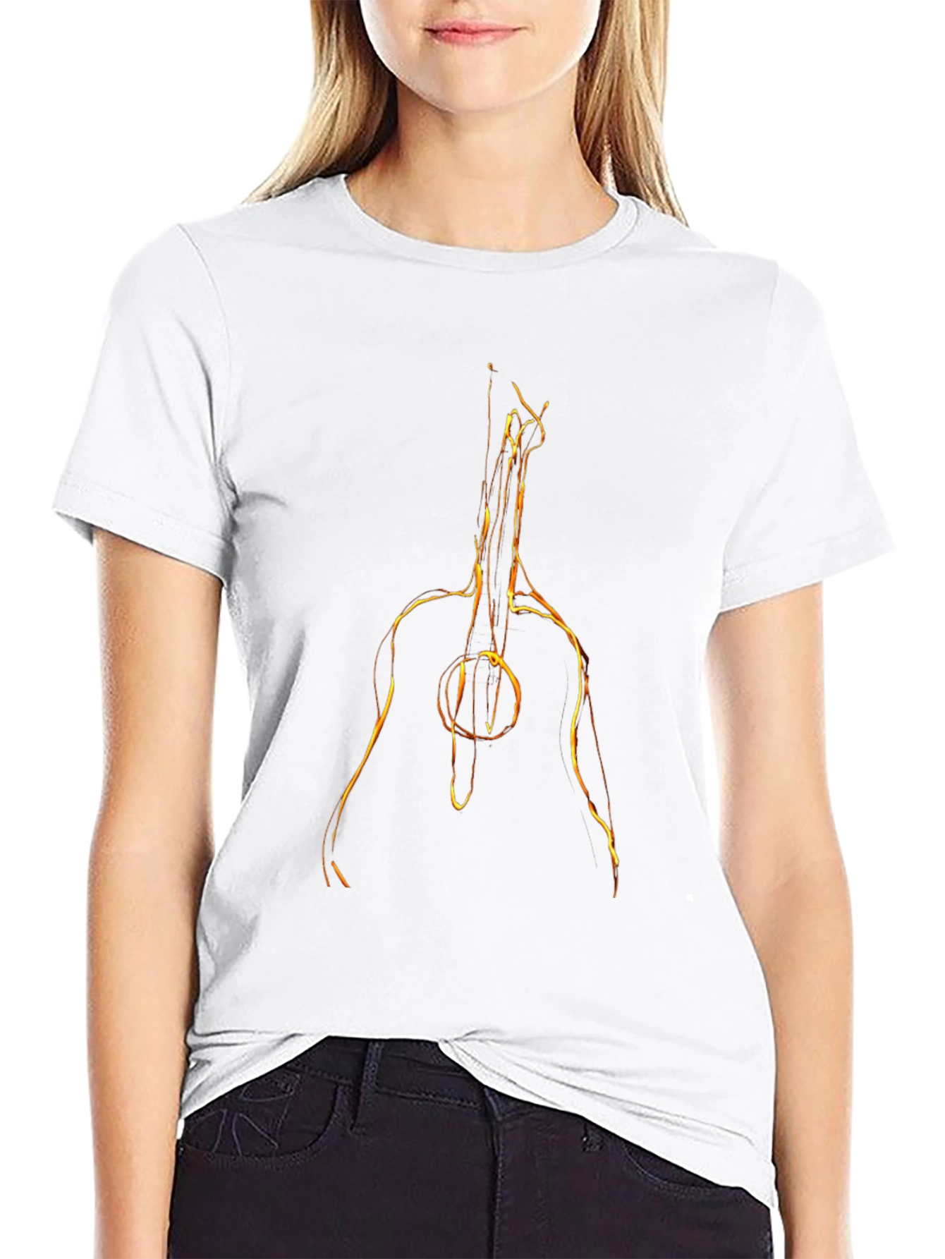 Fiery Guitar Graphic Tee - Black