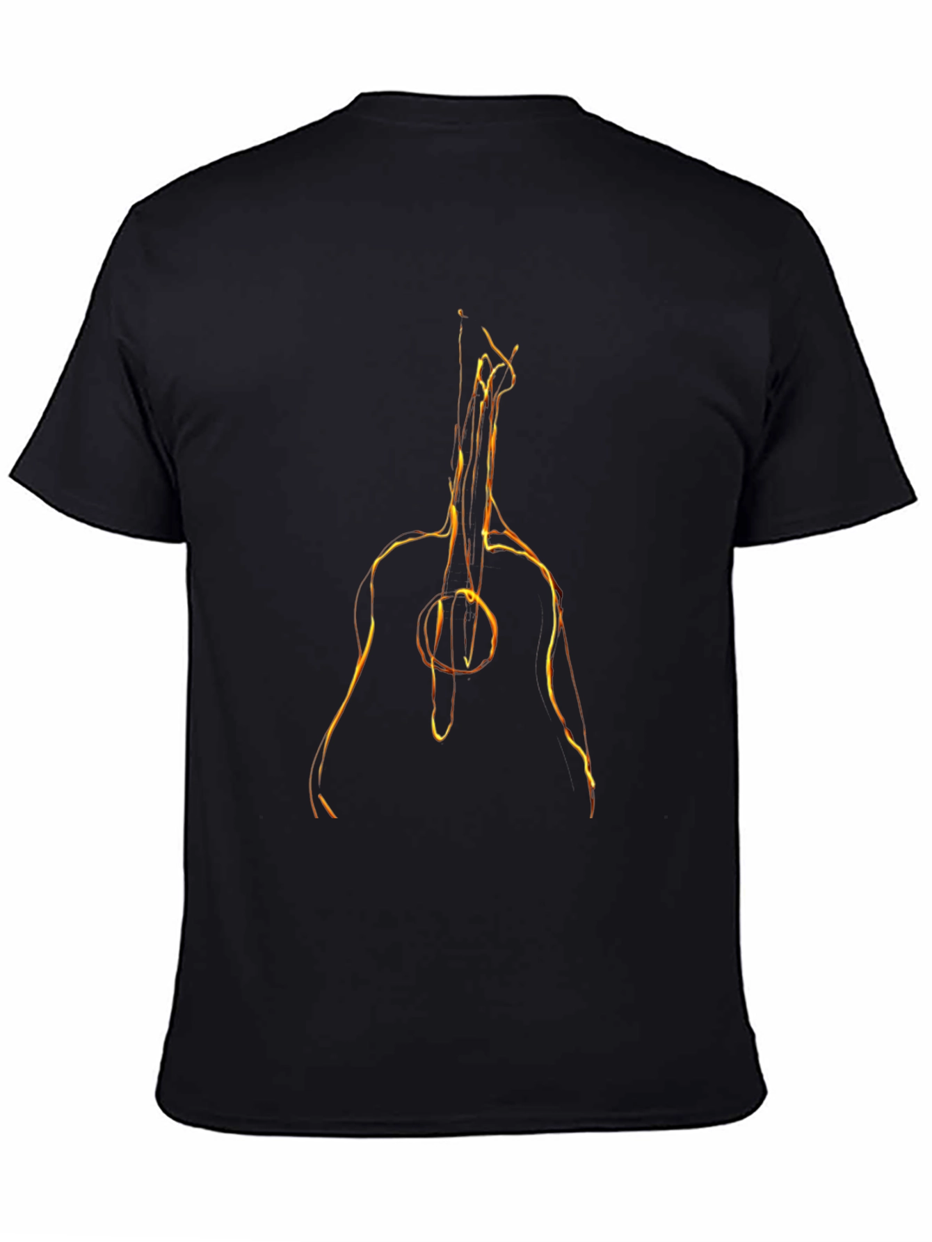 Fiery Guitar Graphic Tee - Black