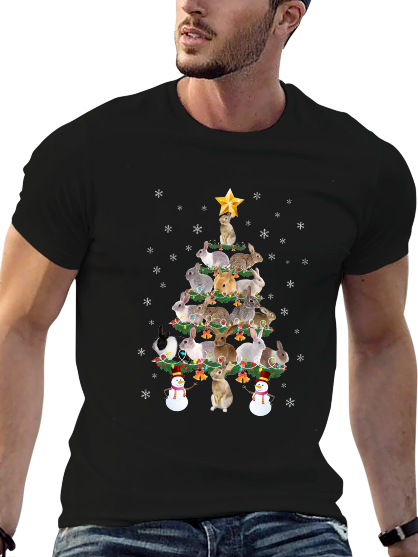 Rabbit Christmas Tree Graphic Tee