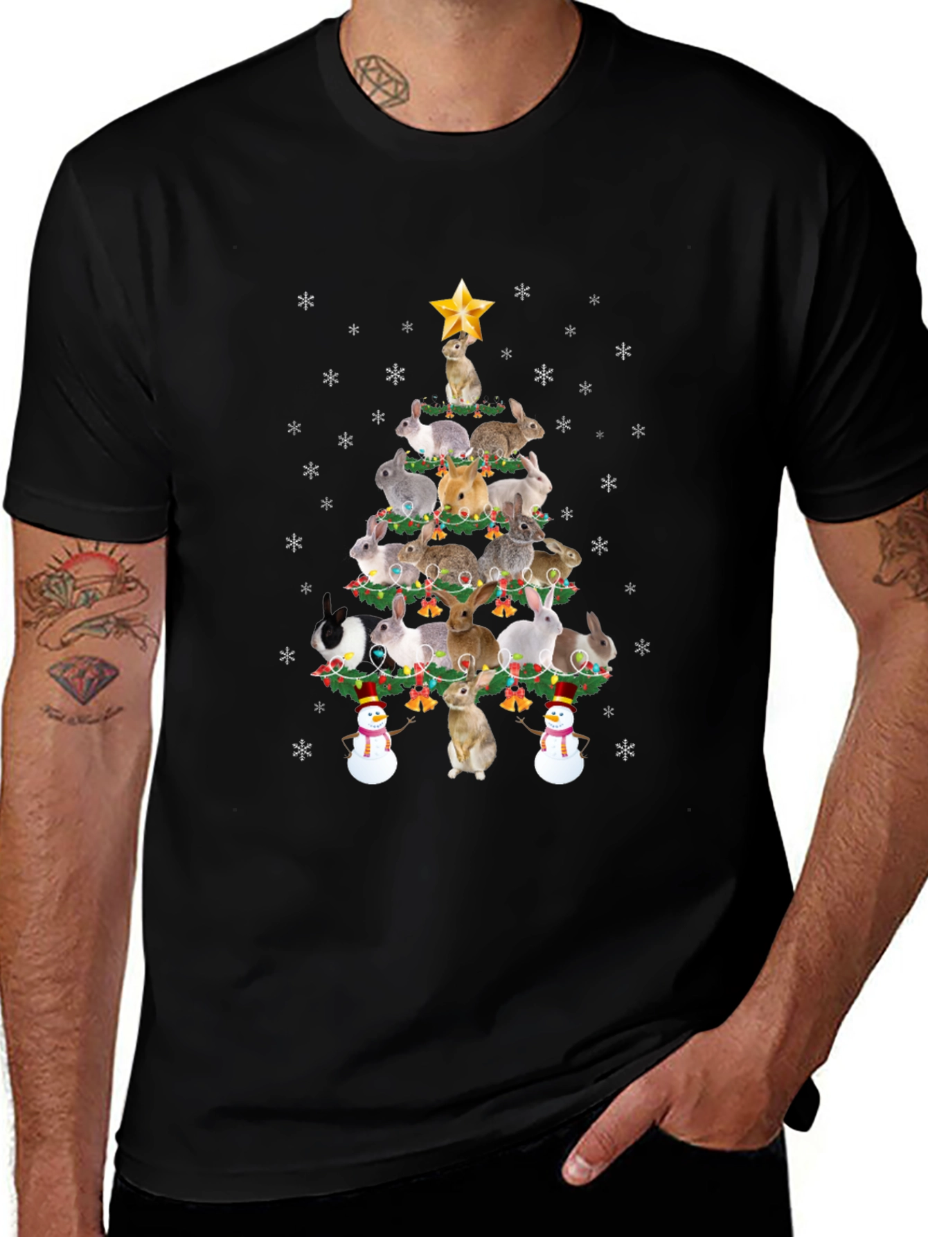 Rabbit Christmas Tree Graphic Tee