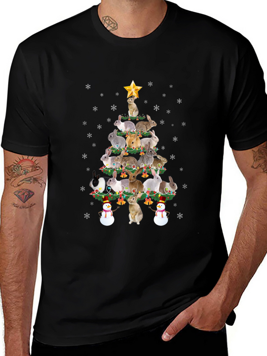 Rabbit Christmas Tree Graphic Tee