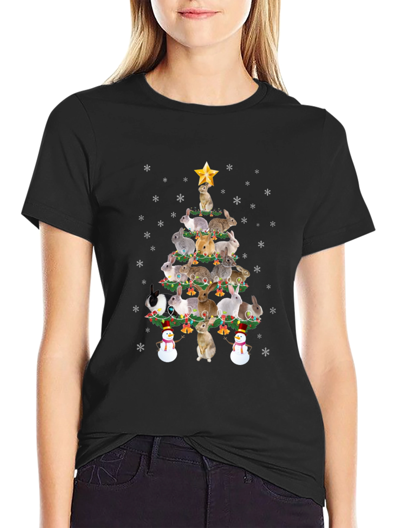 Rabbit Christmas Tree Graphic Tee