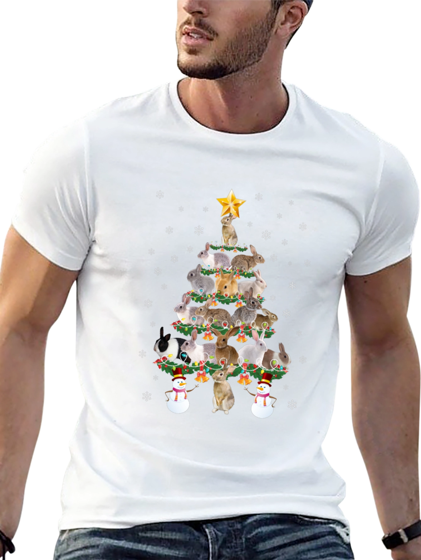 Rabbit Christmas Tree Graphic Tee
