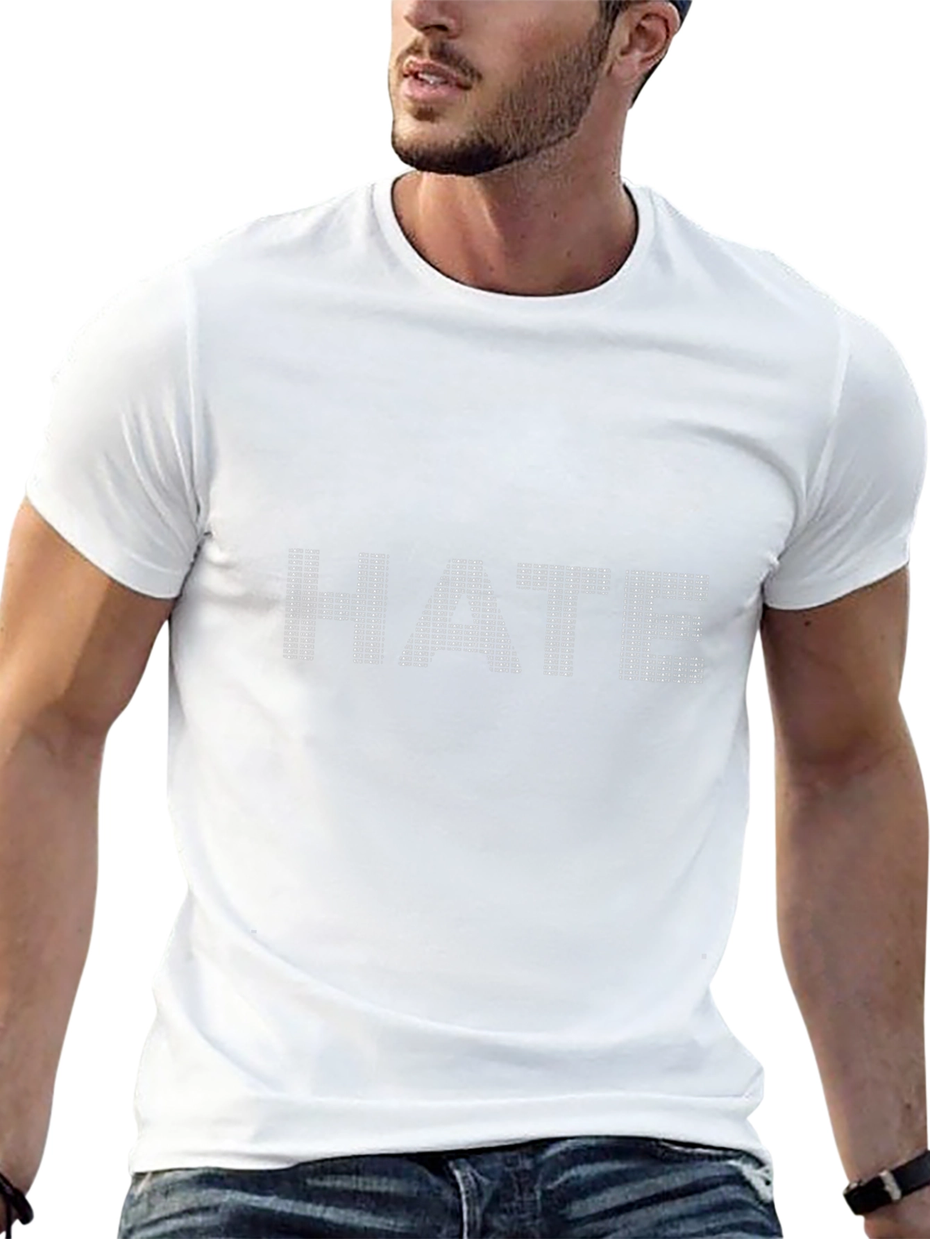 Edgy HATE Graphic Print Black T-Shirt