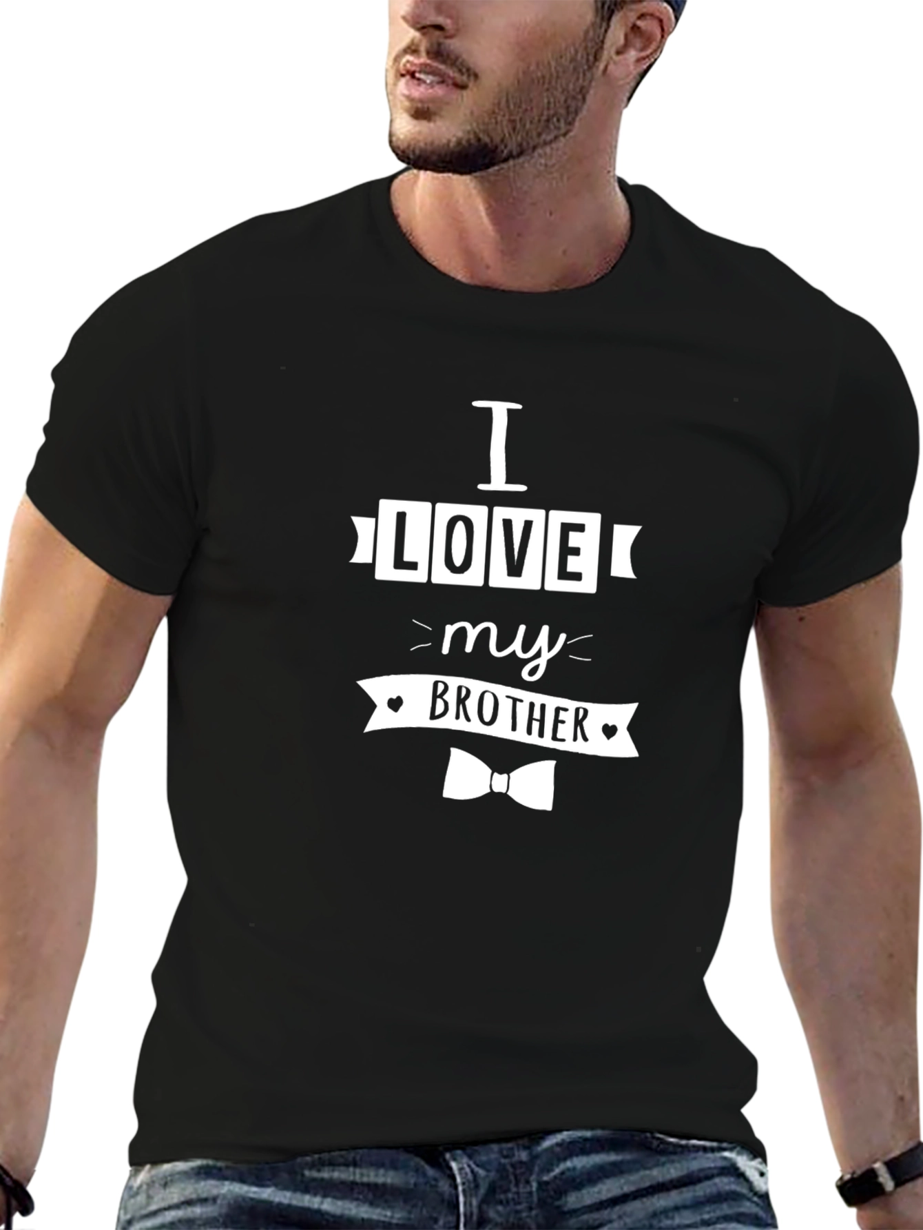 I Love My Brother Black Graphic T-Shirt