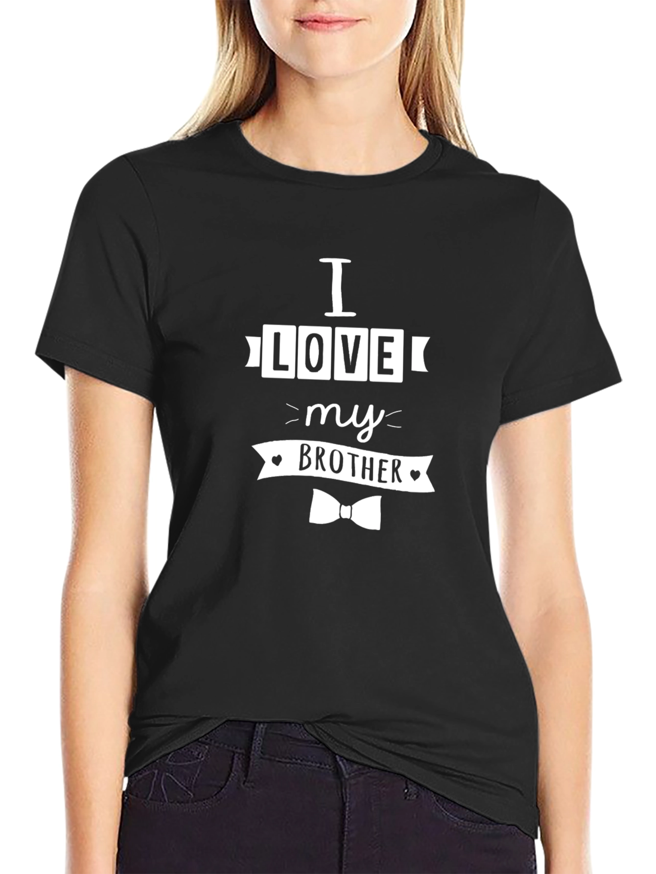 I Love My Brother Black Graphic T-Shirt