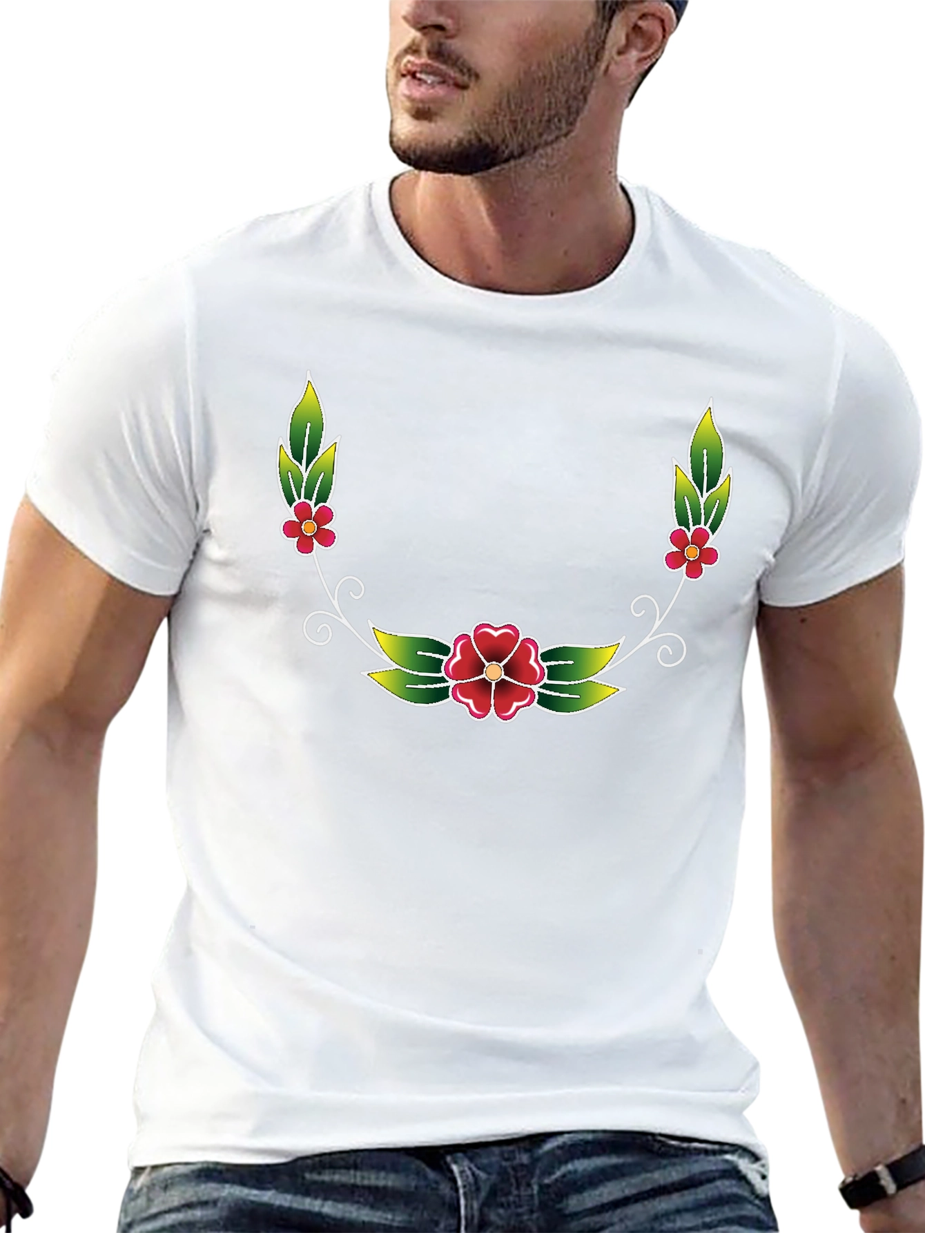 Floral Wreath Graphic Tee - Black